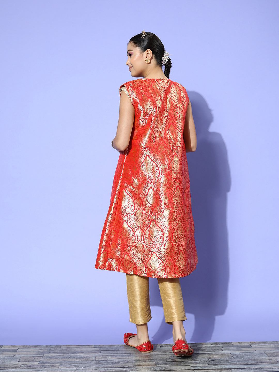 InWeave Women's Red Brocade Jacket