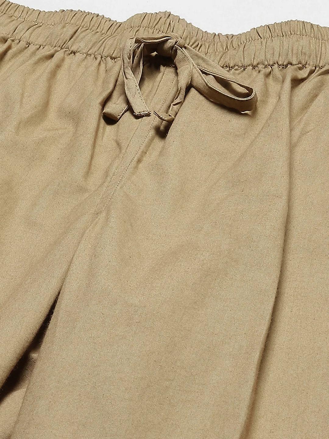 Fabmade Men's Khaki Cotton Linen Pyjama