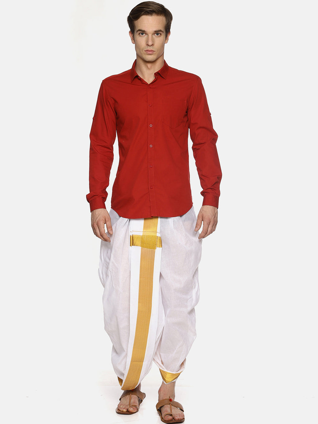 Sethukrishna Men White Solid Readymade Dhoti Pants