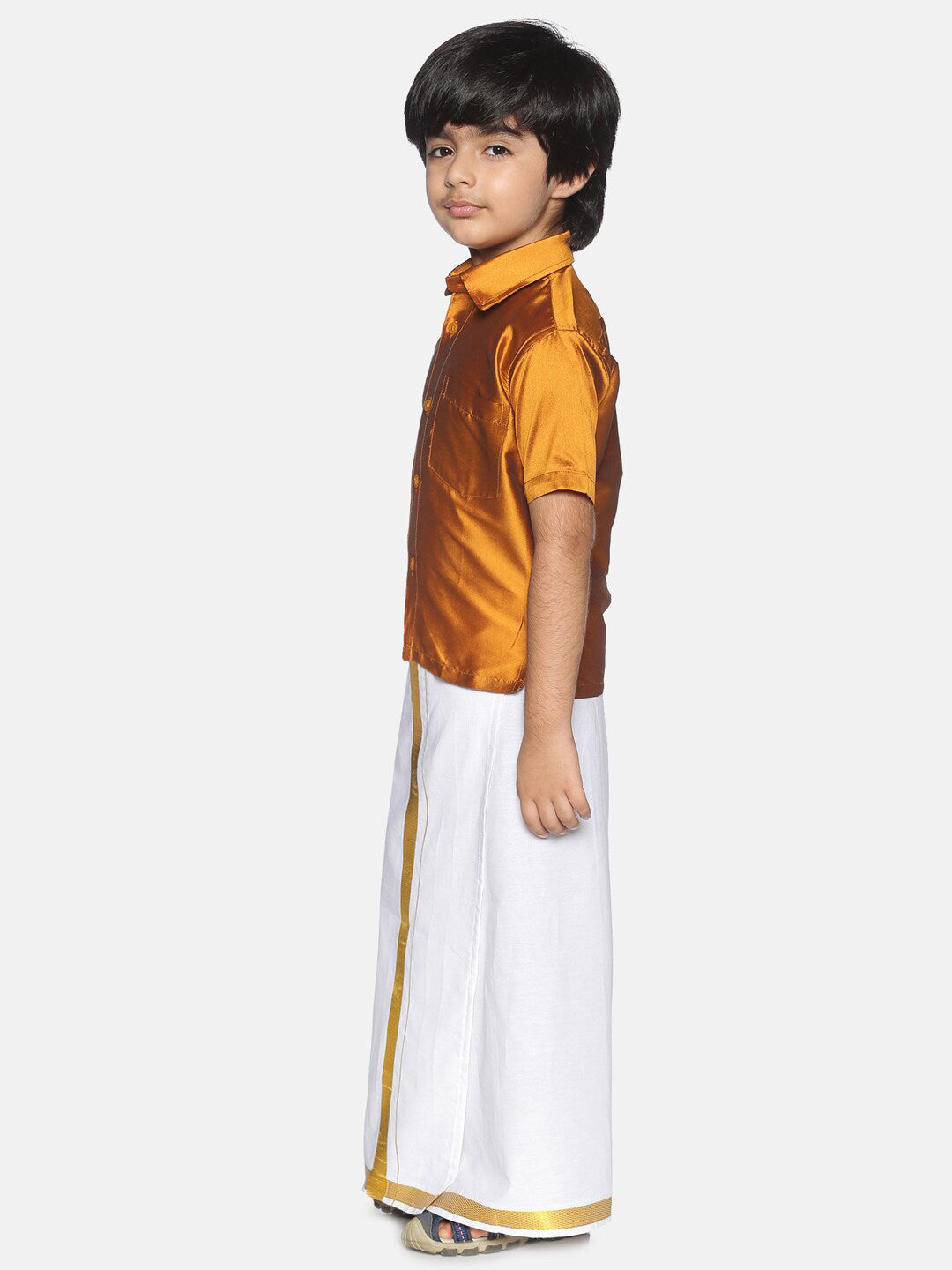 Sethukrishna Boys Yellow & White Shirt with Dhoti