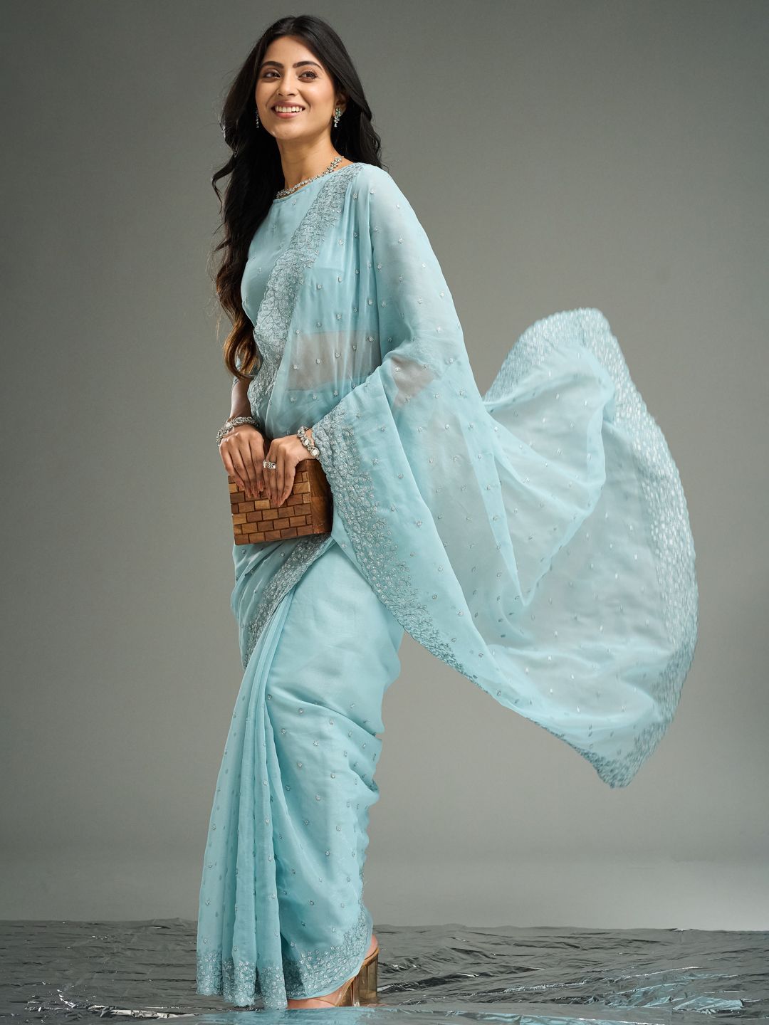 kasee Floral Embroidered Saree