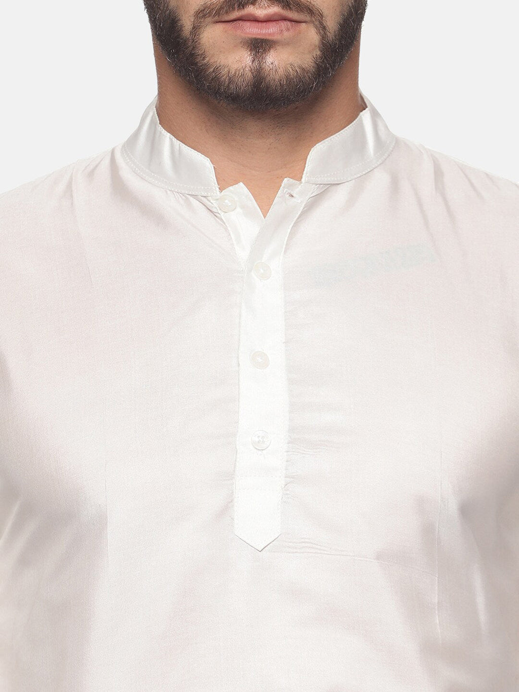Sethukrishna Men White Solid Kurta with Dhoti Pants