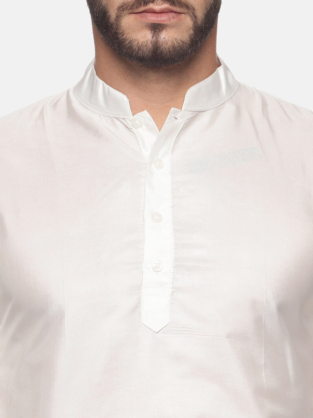 Sethukrishna Men White Solid Kurta with Dhoti Pants
