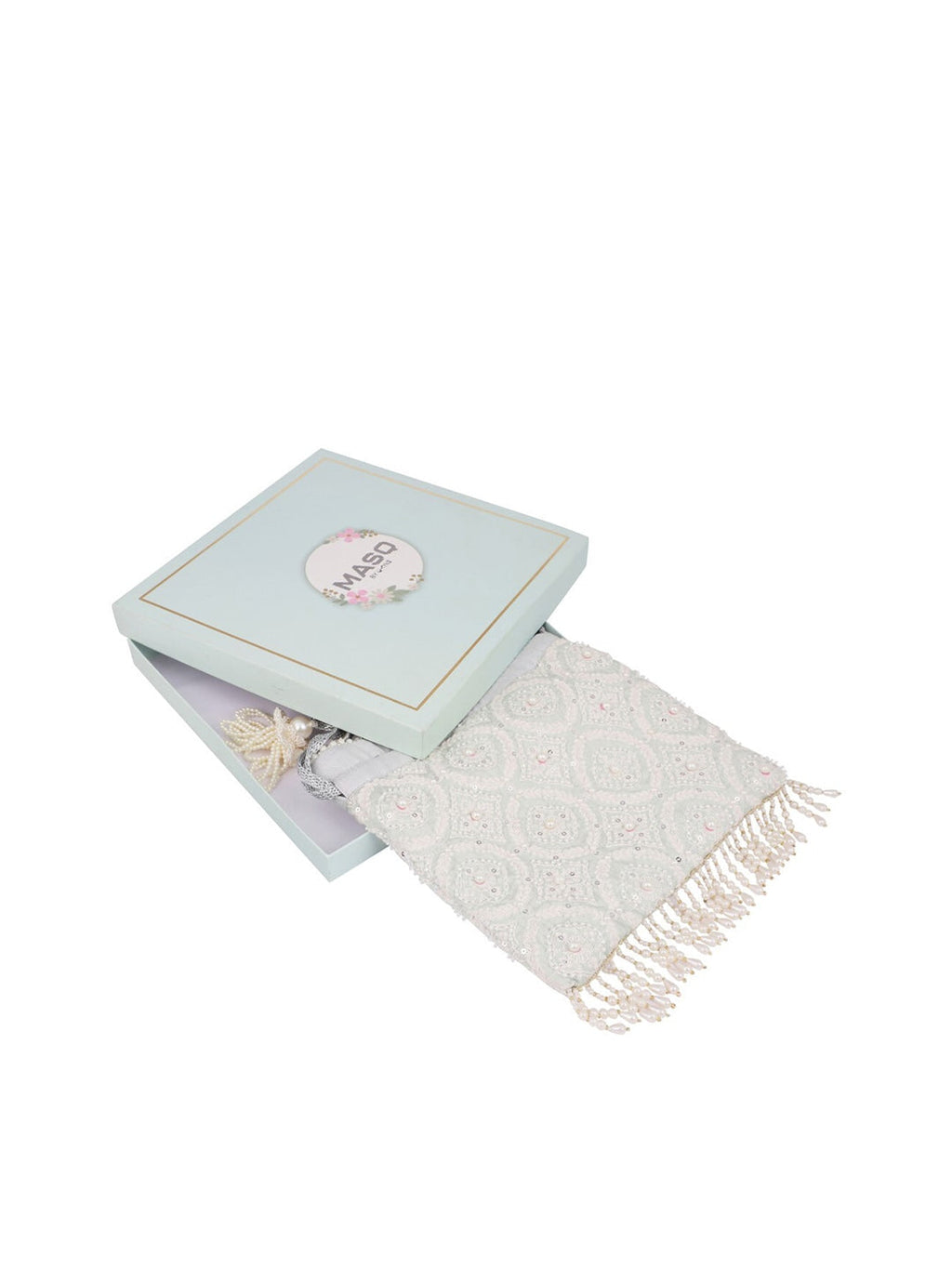 Masq Black & White Embroidered Potli Clutch