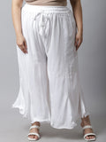 TAG 7 Women White Plus Size Flared Ethnic Palazzos
