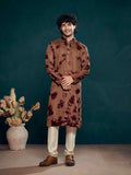 Wine Viscose Designer Sequance Embroidery Work Men's Kurta Set - Mahotsav