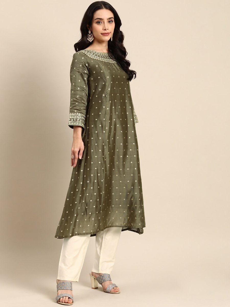 All About You Ethnic Motifs Embroidered Empire Sequinned Kurta with Trousers
