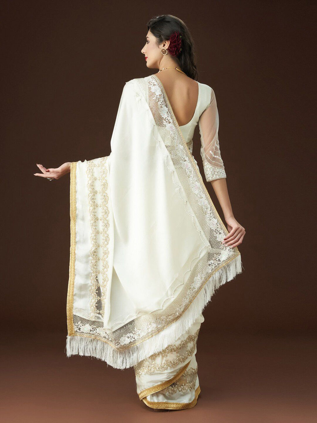 kasee Embroidered Embellished Satin Saree