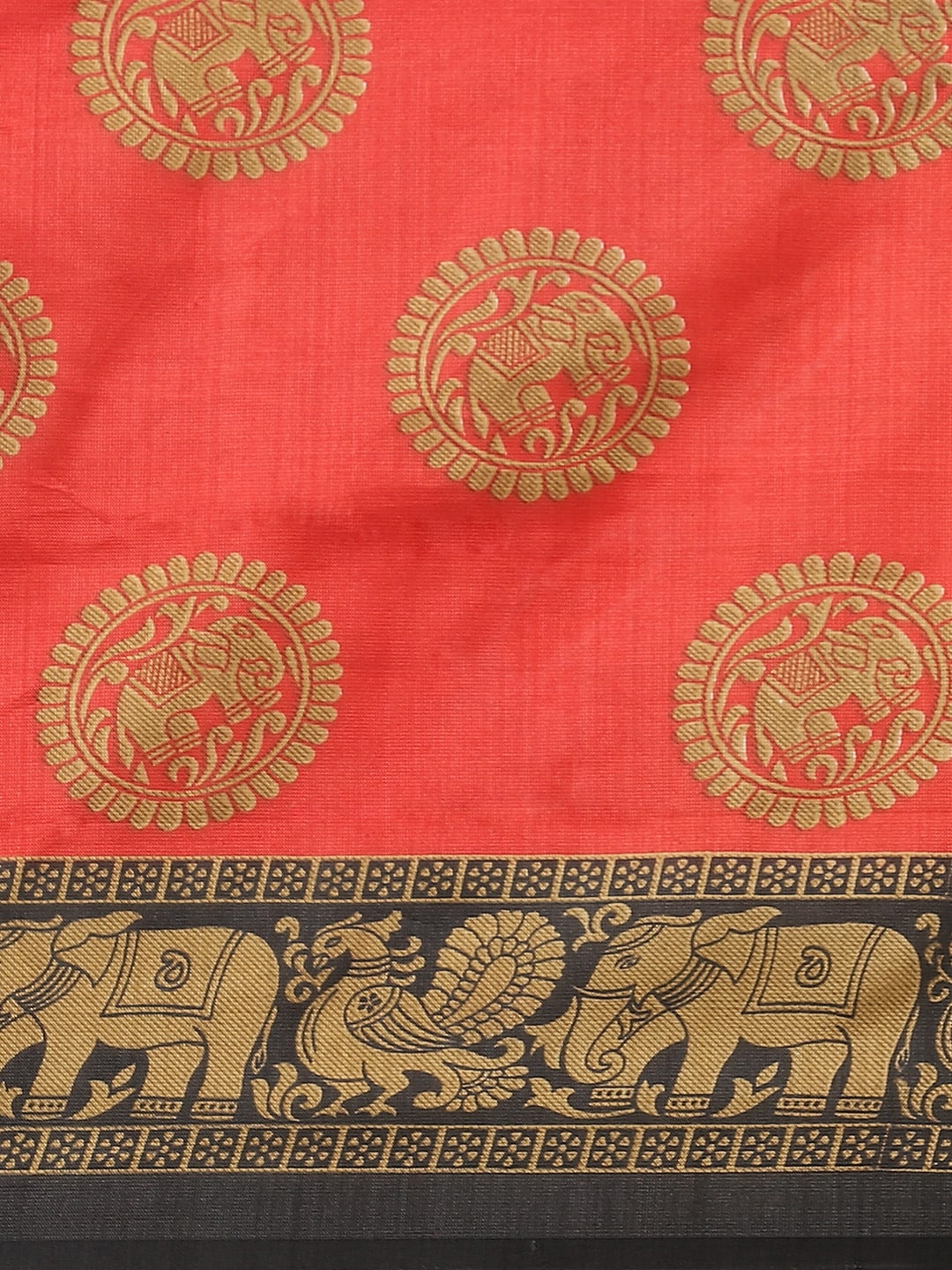 Saree Mall Red & Beige Printed Bhagalpuri Saree