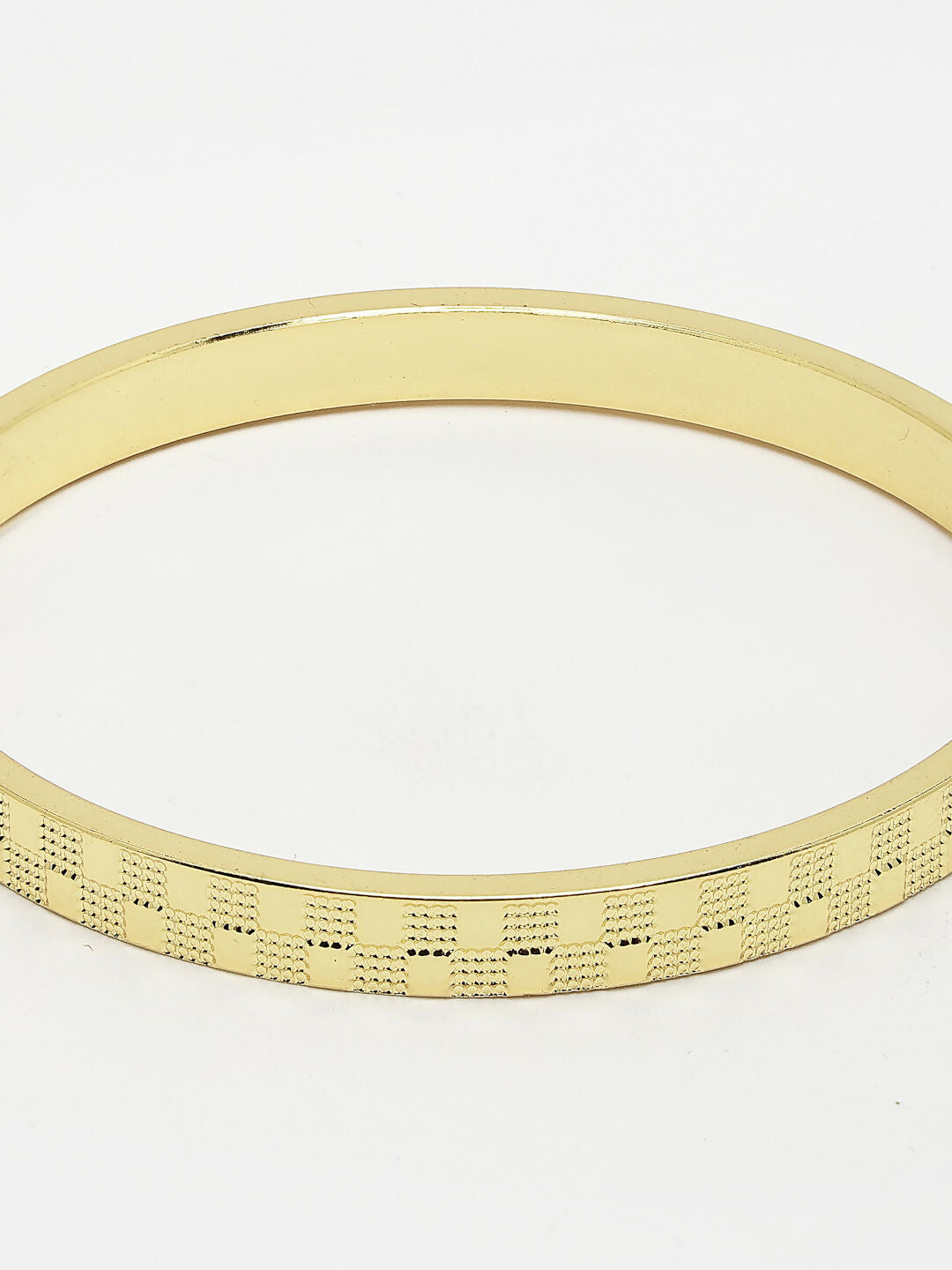 NVR Men's Gold-Polished Stainless Steel Kada Bracelet