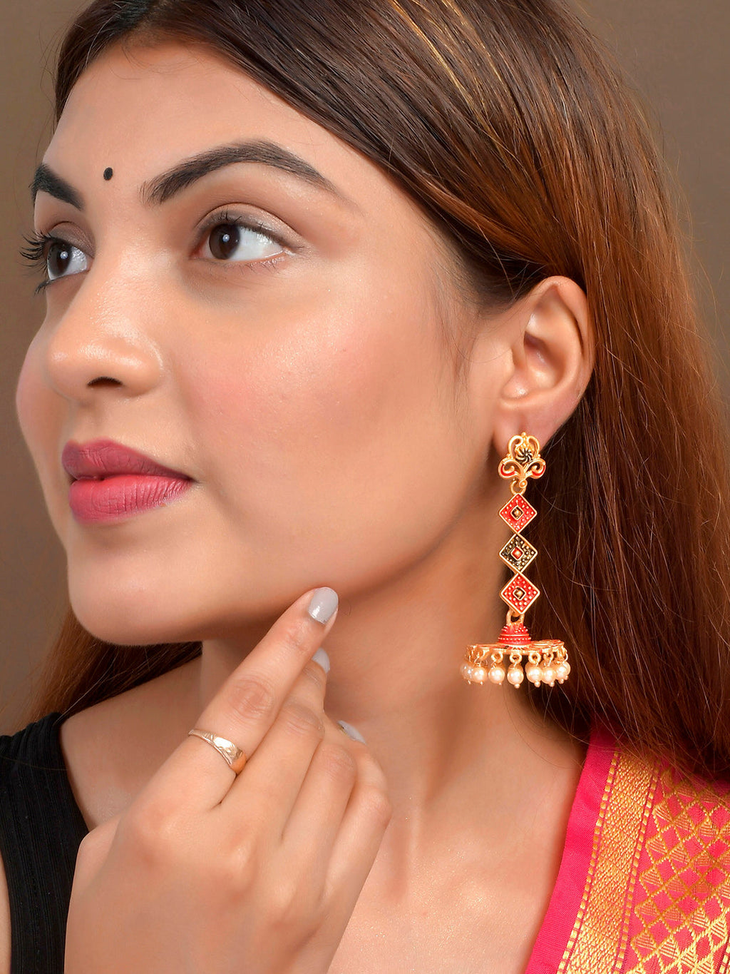 Shoshaa Gold-Toned Contemporary Jhumka Earrings