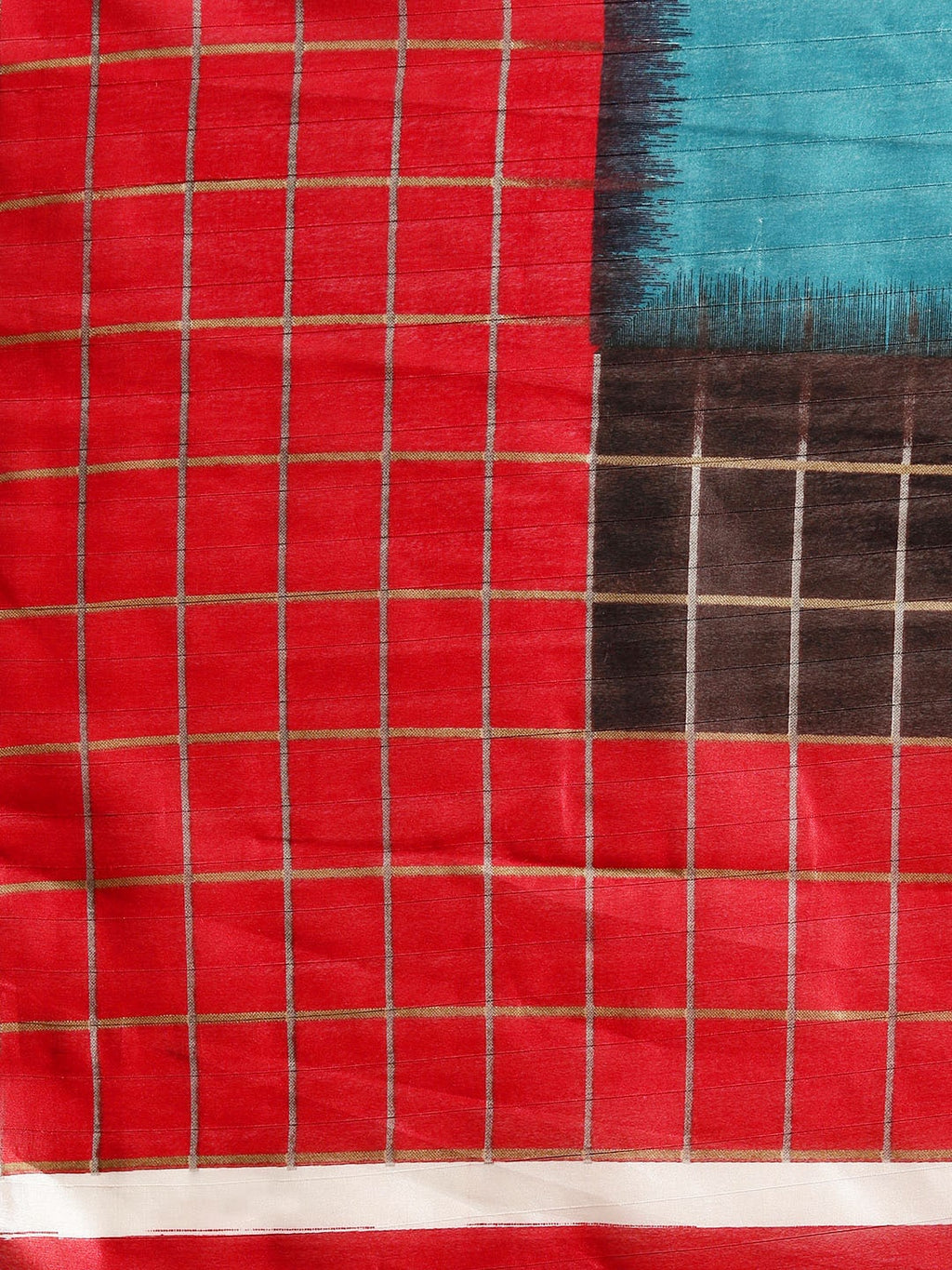 Saree Mall Blue & Red Checked Bhagalpuri Saree