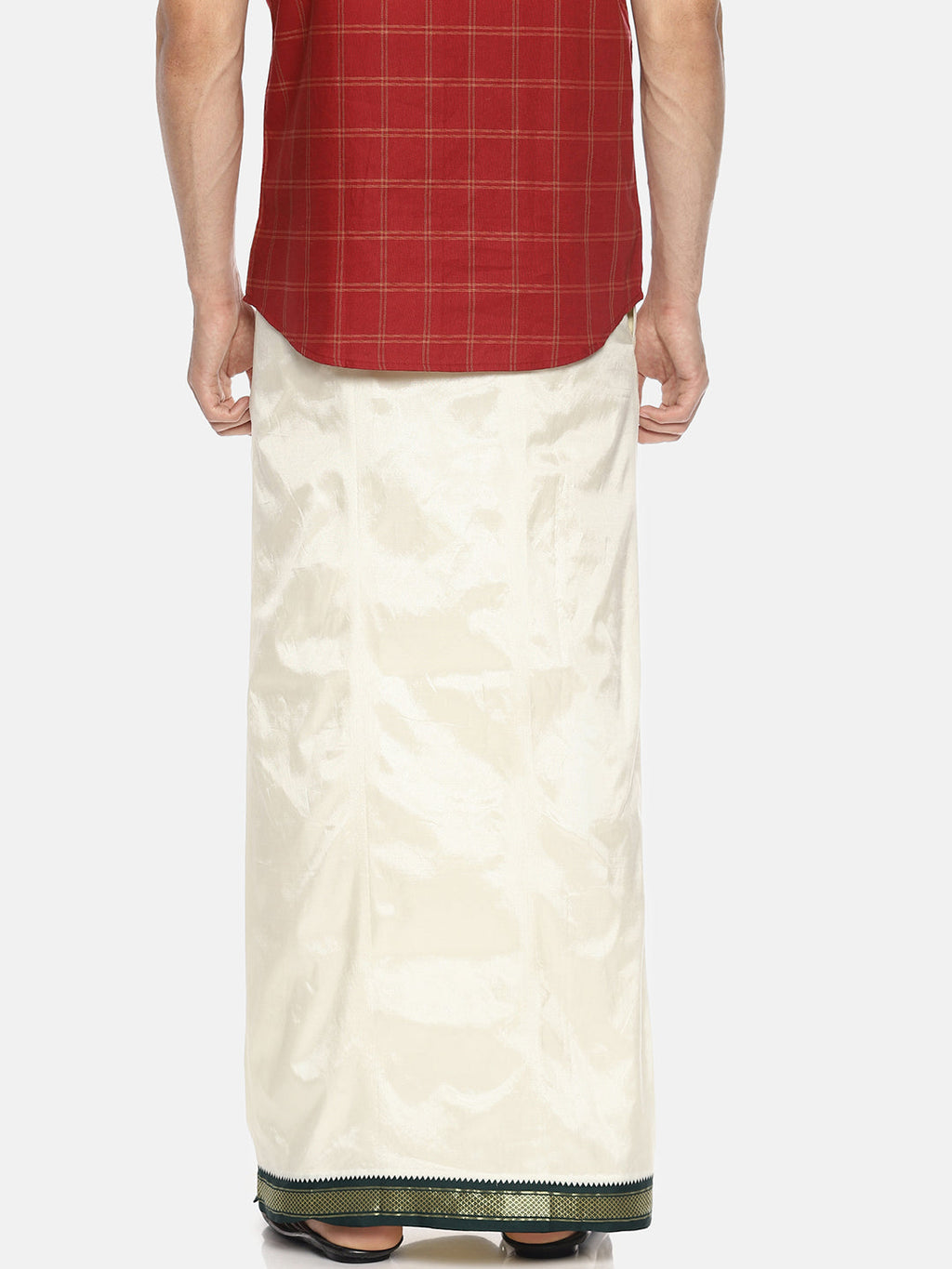 Sethukrishna Cream-Coloured Solid Readymade Dhoti For Men