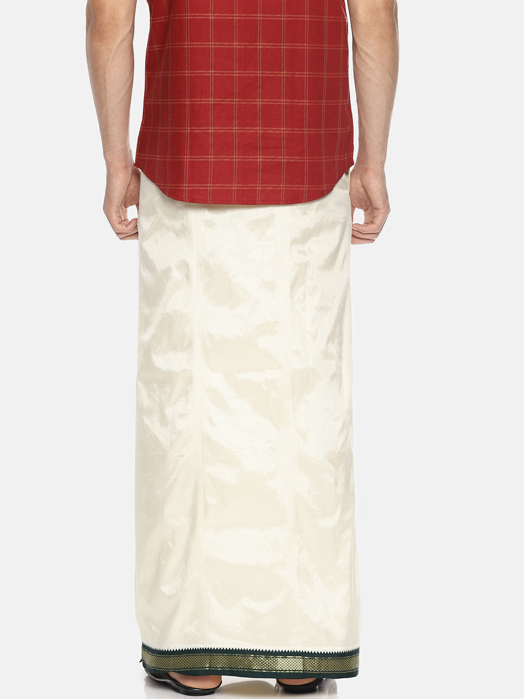 Sethukrishna Cream-Coloured Solid Readymade Dhoti For Men