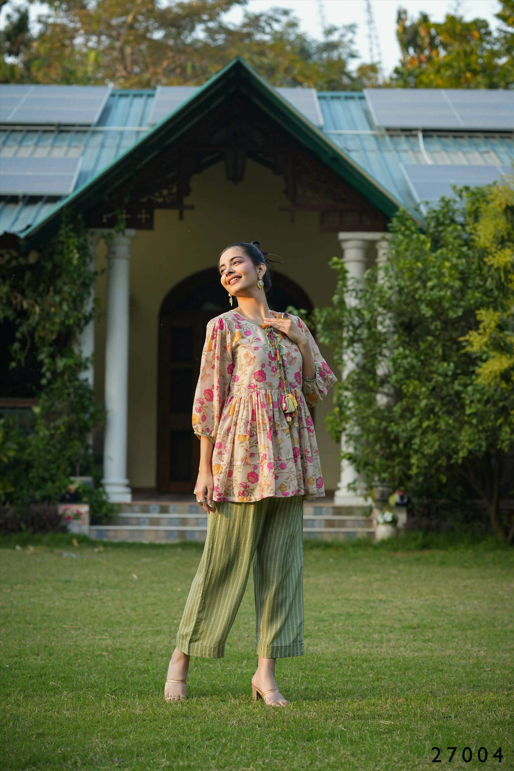 Women's Casual Fashionable Multi Mull Cotton co-ord set - Anya