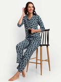 Alvano Beautiful Floral Print Co-ord set for Women's and Girls Rayon(Blue)