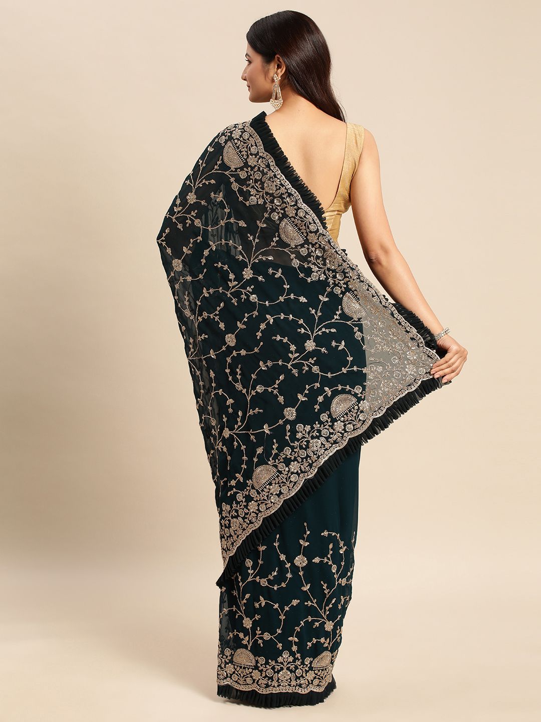 kasee Floral Zari Pure Georgette Saree