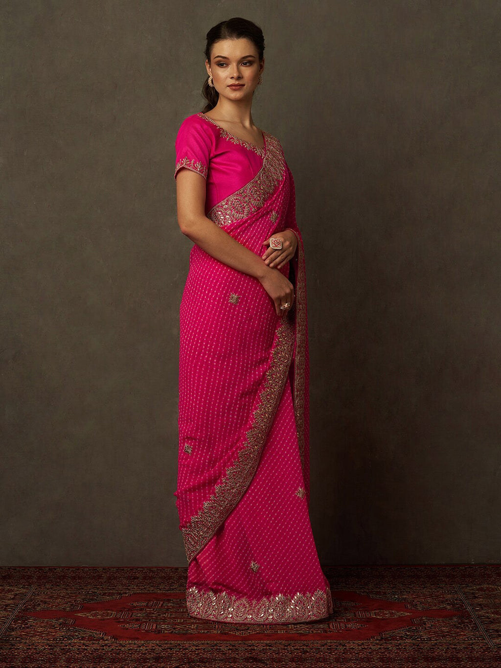 Saree Mall Bandhani Embroidered Pure Georgette Bandhani Sarees