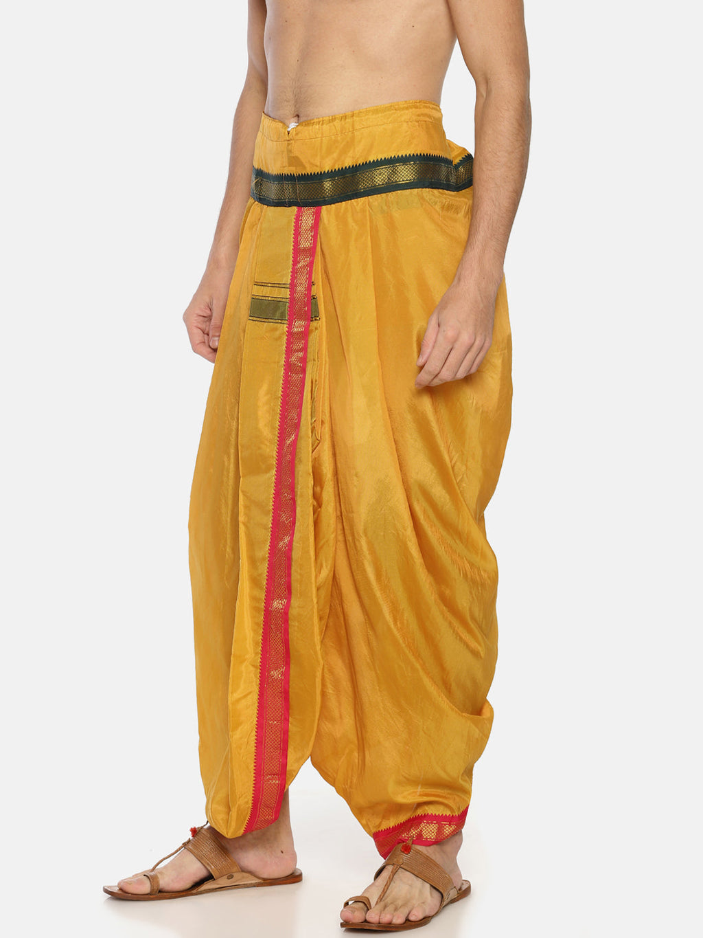Sethukrishna Mustard Yellow Solid Readymade Dhoti Pant For Men