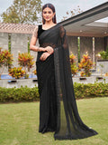 Tikhi Imli Black Striped Sequinned Saree