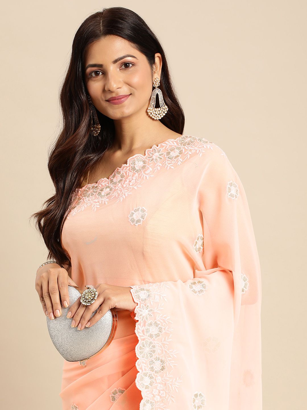 kasee Floral Zari Pure Georgette Saree