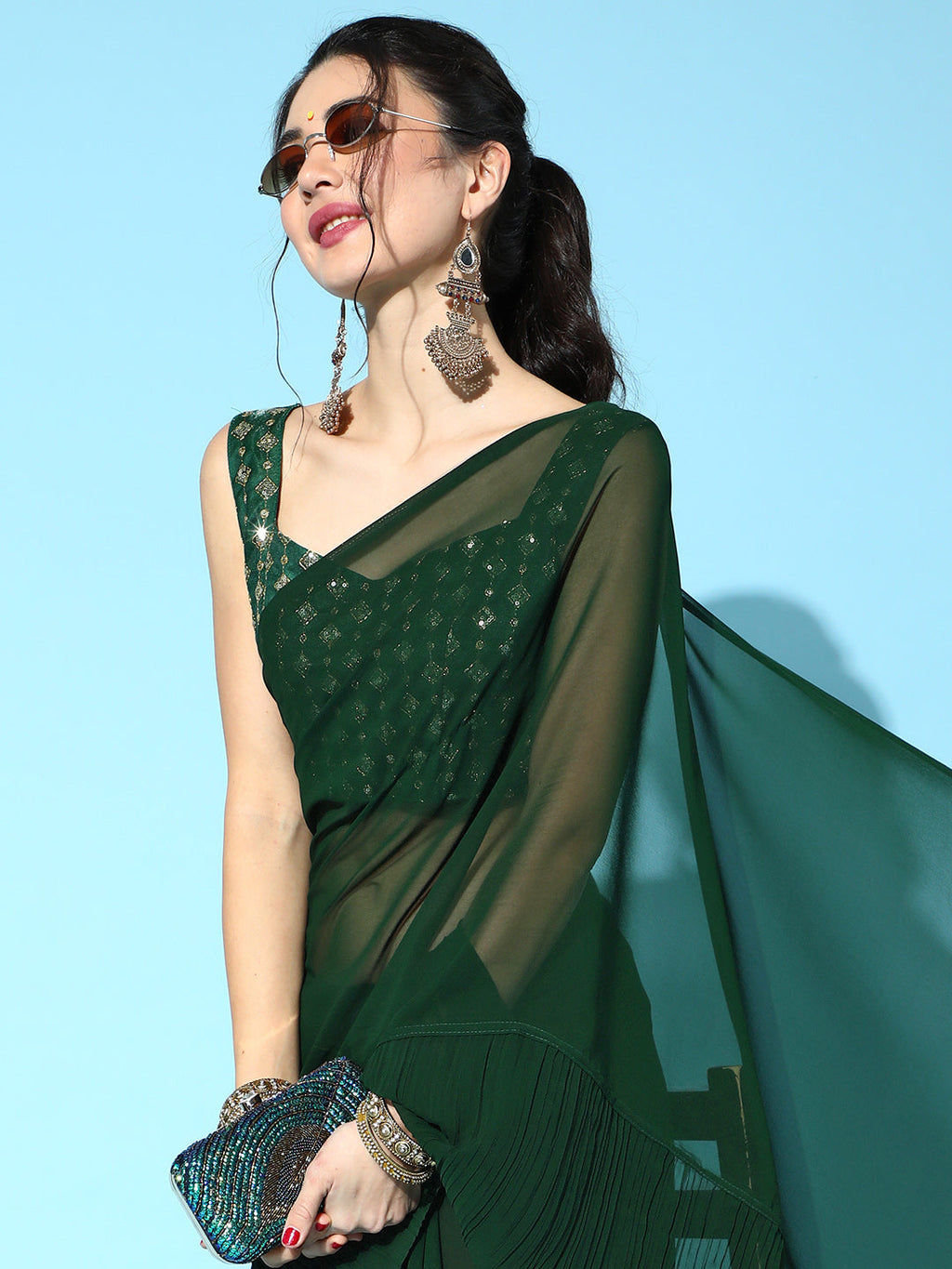 Saree Mall Green Saree