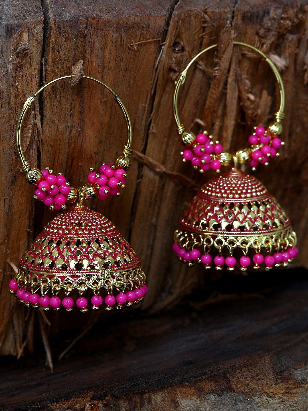 Gold-Polished Alloy Hoop And Jhumki Earrings - The Pari