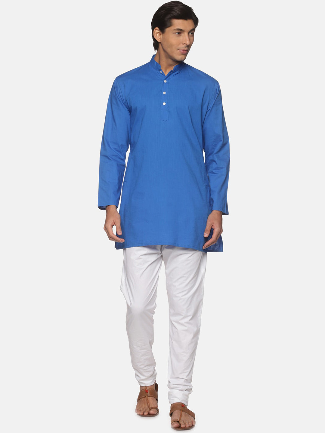 Sethukrishna Men Blue Pure Cotton Kurta with Pyjamas