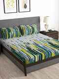 Story@home Arena White & Grey Printed 180 TC Bedsheet & Pillow Covers