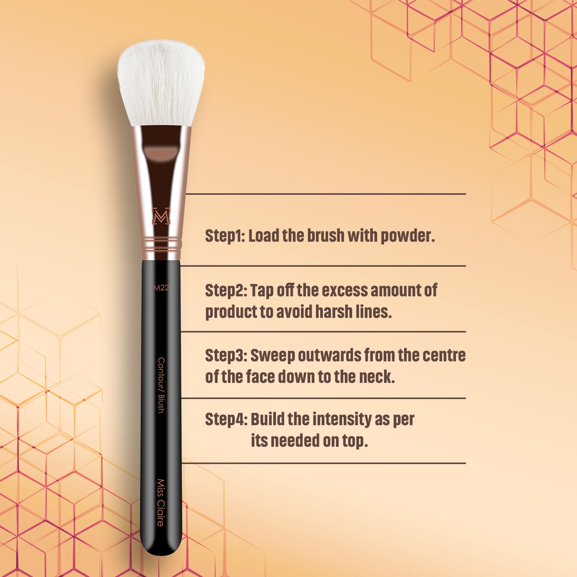 Miss Claire M22 - Contour/Blush Brush - Rose Gold