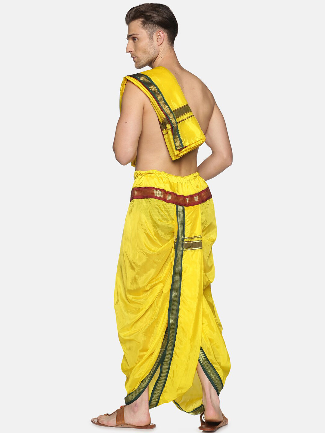Sethukrishna Men Yellow Readymade Dhoti Pant & Angavastram
