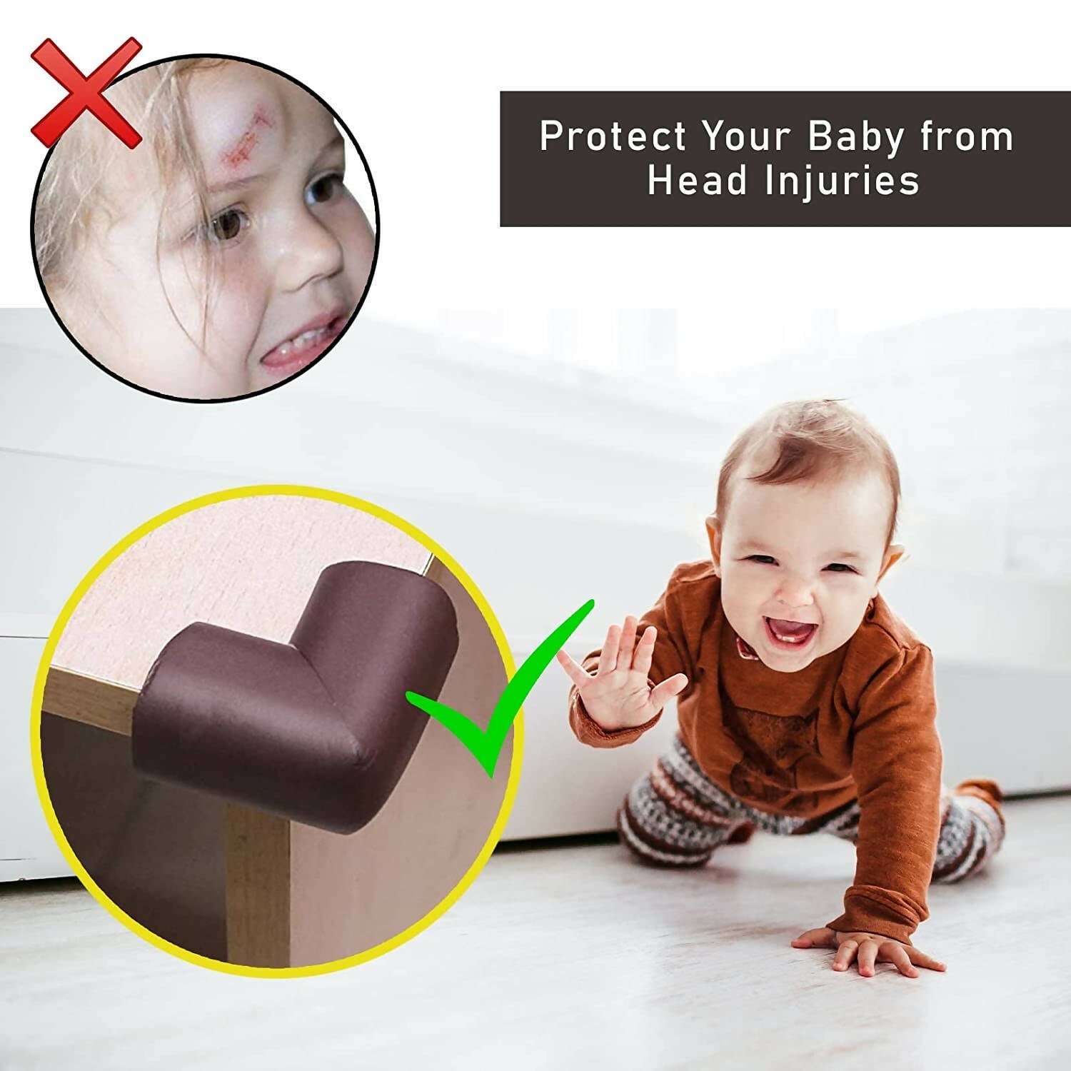 Safe-O-Kid U Shaped Medium Nbr Corner Cushions For Kids Protection (SOK9COR8P147)