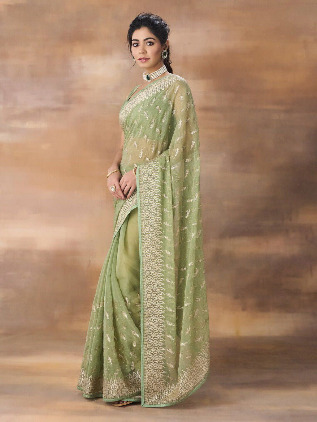 kasee Floral Embroidered Art Silk Saree