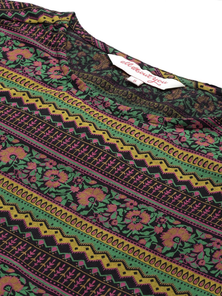 All About You Women Ethnic Motifs Printed Pure Cotton Kurta with Trousers