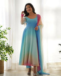 Joban Fashion Sky Kurta Set Georgette Sequence Embroidery Work