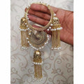 MS Fashion India Gold Color Jhumkas With White Pearls Hanging Bangles