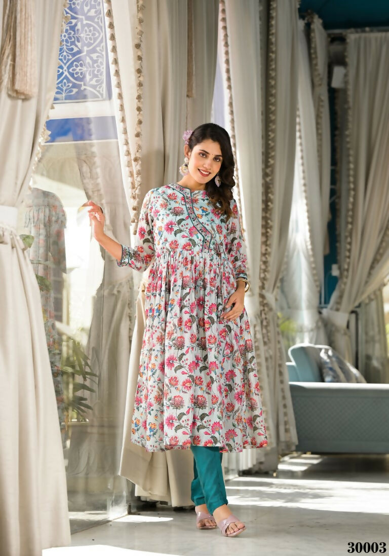 Designer Stylish Mid Night Blue Rubi Silk Stitched Suit With Dupatta - Kiyara