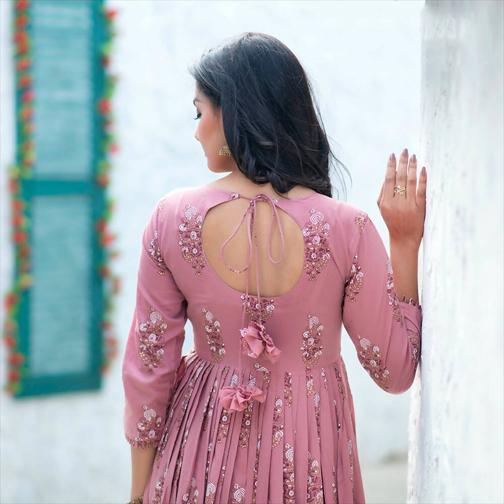 Partywear Designer Digital Printed Gajri Pure Maslin Gown - Anbazaar