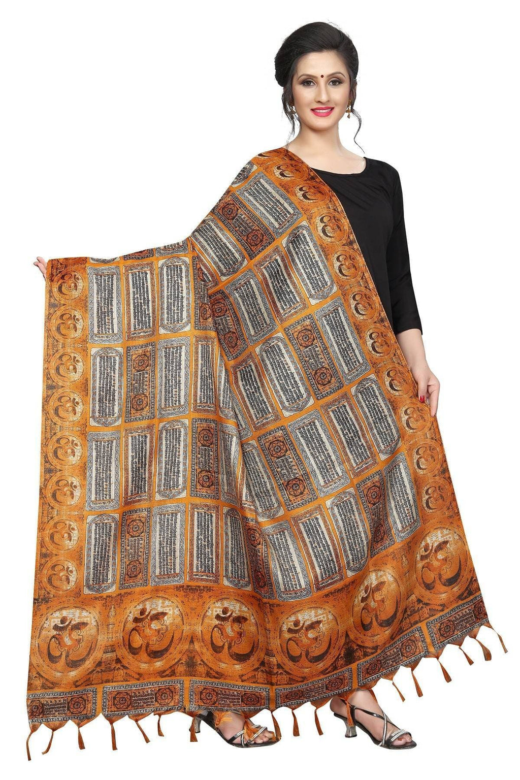 Vamika Mustard Multi Printed Khadi Bhagalpuri Dupatta