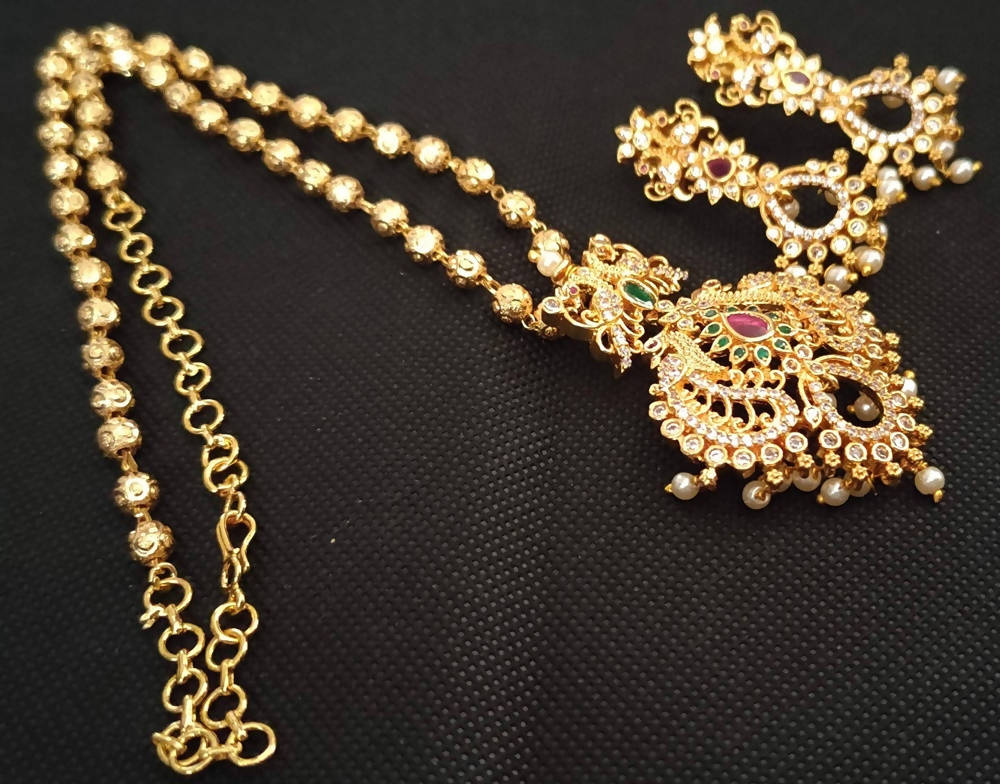 Multicolor Peacock Pendant Necklace Set