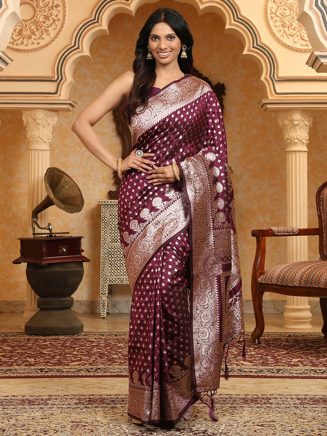 Shree Shyam Fashion Banarasi Silk Purple Saree