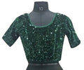 Vamika Bottle Green Velvet Sequence Blouse