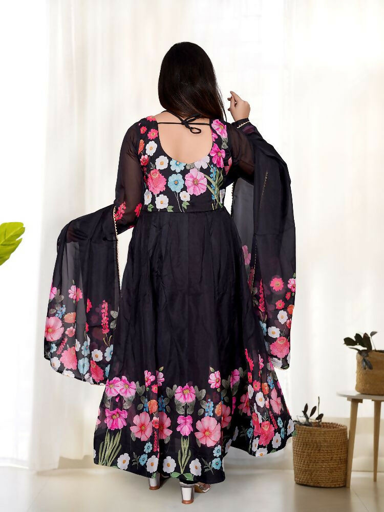 Joban Fashion Black Kurta Set Organza Sequin Embroidery Work