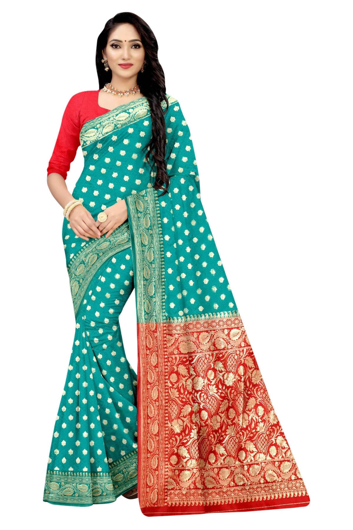 Vamika Rama Green Weaving Banarasi Jacquard Saree