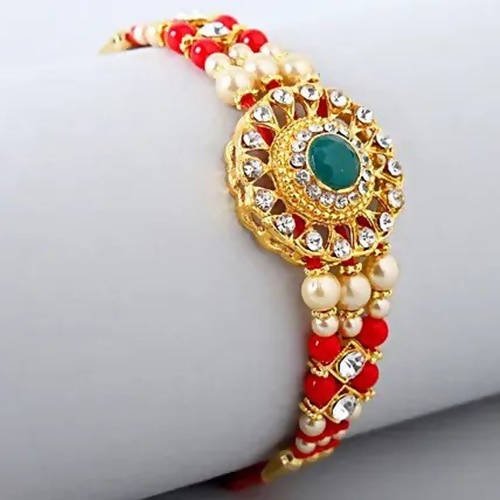 American Diamond Motif Style Rakhi
