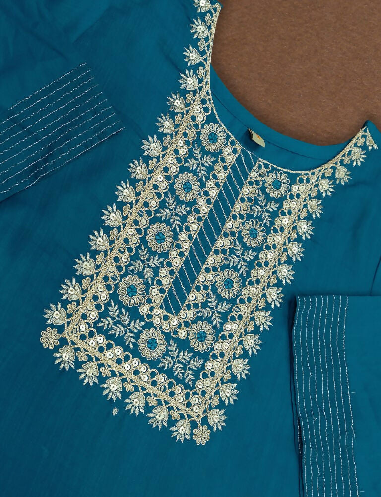 Partywear Designer Firozy Rayon Slub Stitched Suit With Dupatta - Tanisha