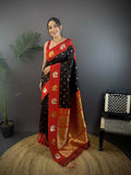 Joban Fashion Maroon Butti Banarasi Silk Sarees