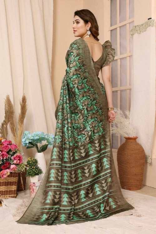 Aafreen Partywear Designer Green Khadi Fancy Saree