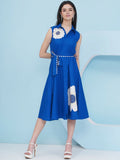 Joban Fashion Royal Blue Dress with Belt