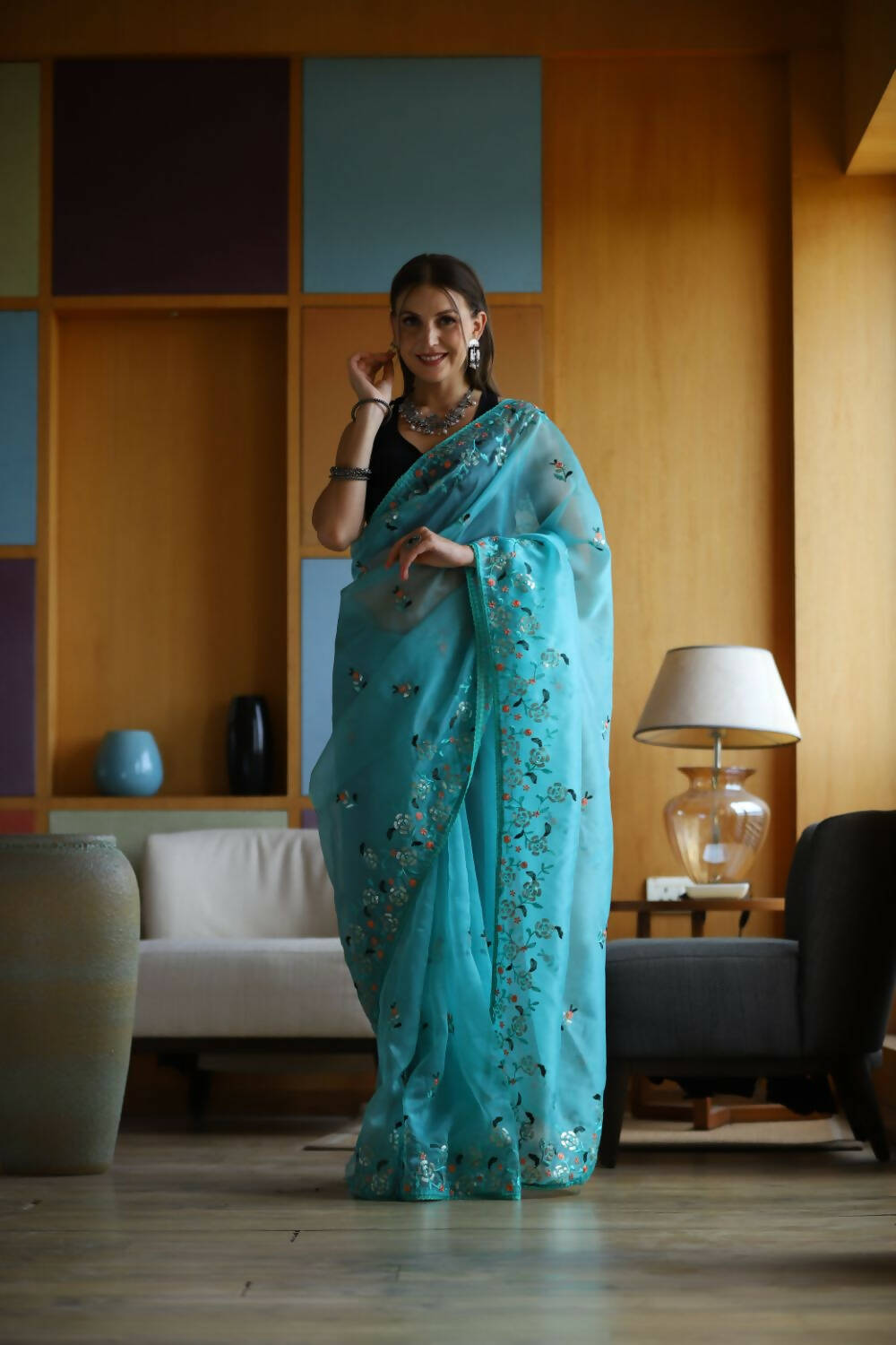 Vamsee Sky Organza Saree